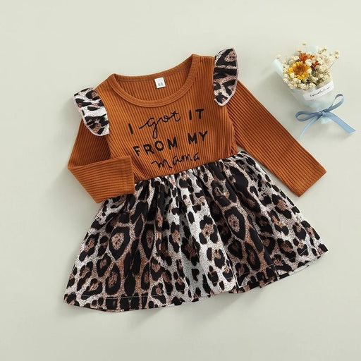 Vestido letra estampado de leopardo manga larga - Quierox - Tienda Online
