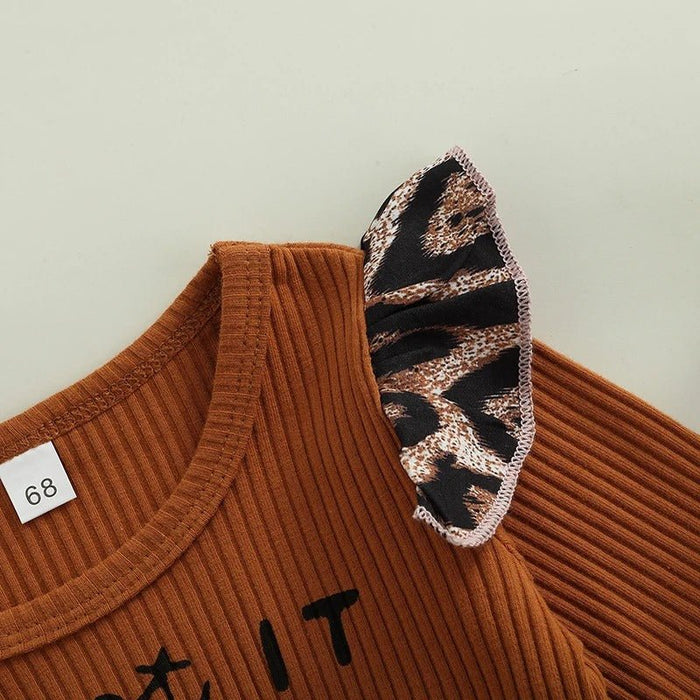 Vestido letra estampado de leopardo manga larga - Quierox - Tienda Online