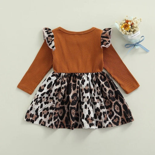 Vestido letra estampado de leopardo manga larga - Quierox - Tienda Online