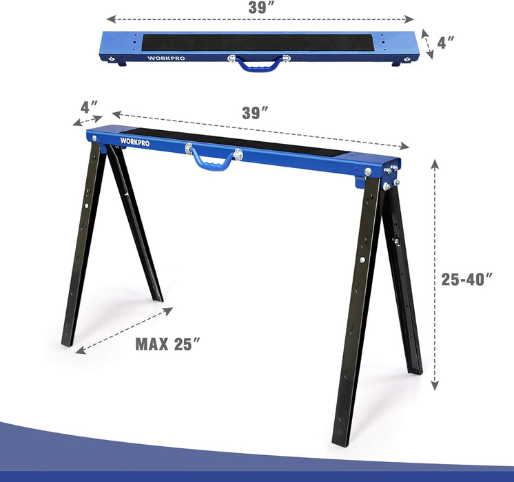 WORKPRO Sawhorse plegable portátil, capacidad de peso de 1000 libras - Quierox - Tienda Online